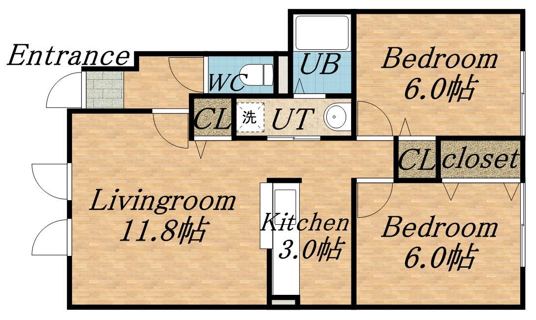 パークサイドC(2LDK/1階)の間取り写真