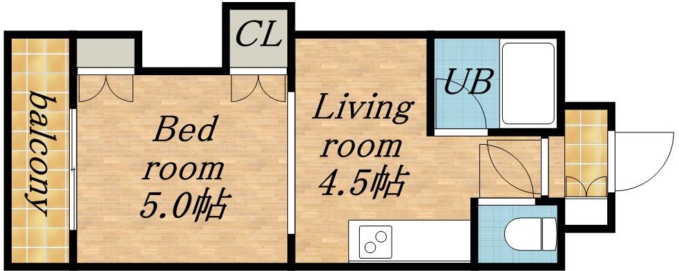 クレセント細川北25条(1DK/6階)の間取り写真