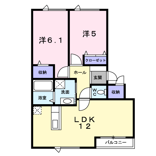 アヴェニール(2LDK/2階)の間取り写真