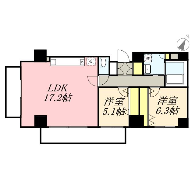 コンドー円山KIRARI(2LDK/8階)の間取り写真