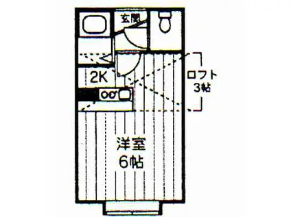 ドルミムサシ(1K/2階)の間取り写真