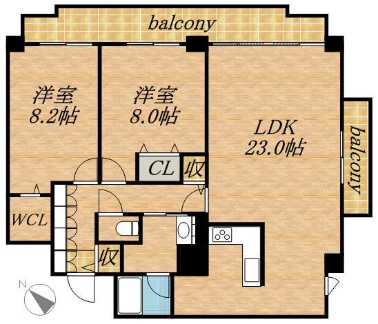 アルテシア(2LDK/7階)の間取り写真