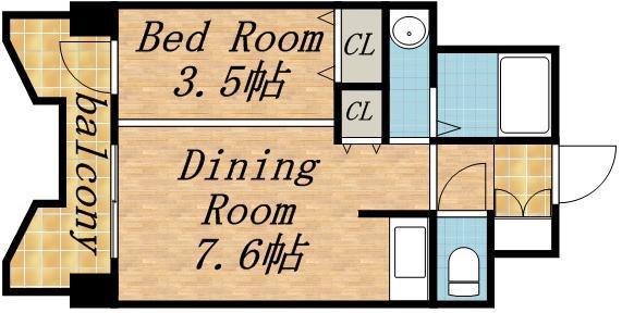 札幌ビオス館(1DK/13階)の間取り写真