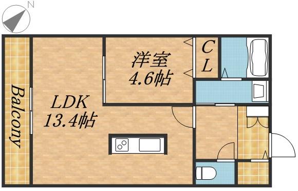 スペリオール二十四軒(1LDK/3階)の間取り写真