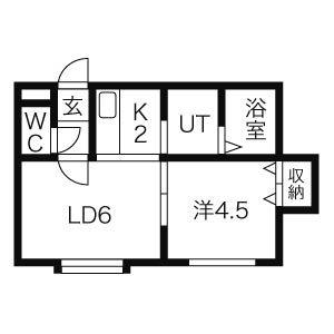 LEE SPACE 北48条(1LDK/3階)の間取り写真