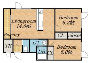 ローベン屯田(2LDK/3階)の間取り写真