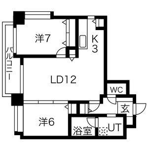 ノヴァ知事公館前(2LDK/4階)の間取り写真