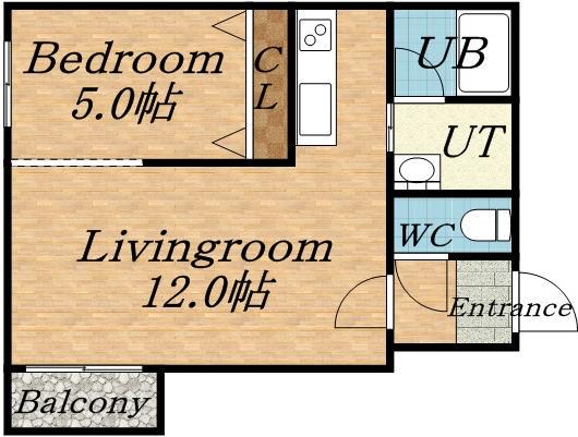 フォンテーヌ麻生(1LDK/2階)の間取り写真