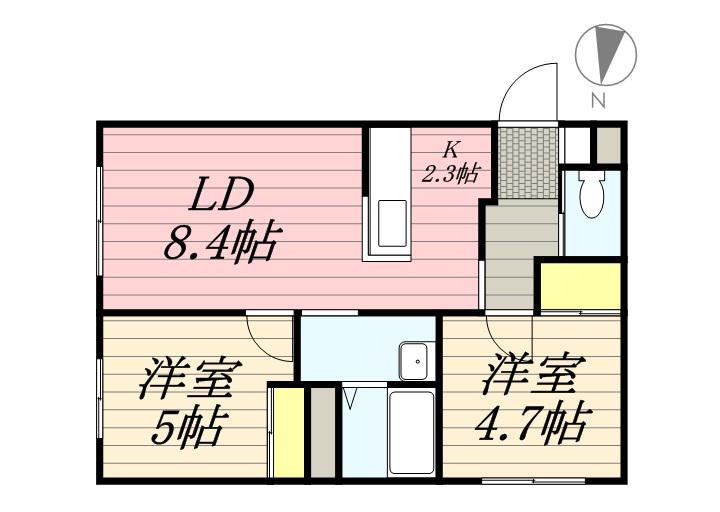 フォレストR-Ⅱ(2LDK/2階)の間取り写真