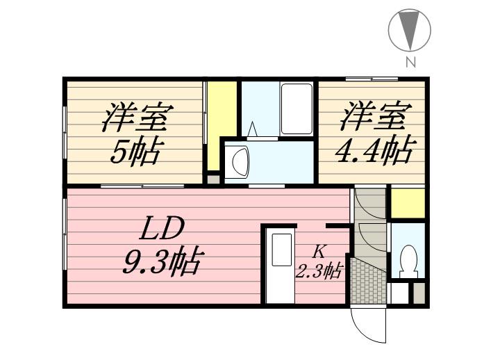 ヴァルム発寒(2LDK/1階)の間取り写真