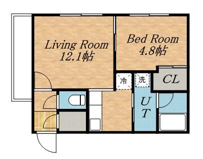 ダイヤモンド麻生(1LDK/2階)の間取り写真