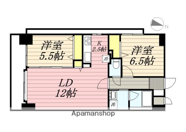 ラディア近代美術館前(2LDK/6階)の間取り写真