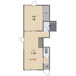 サンシャインN12(1LDK/2階)の間取り写真