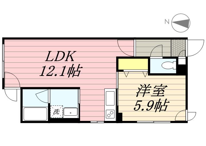 KDMハイツ(1LDK/4階)の間取り写真