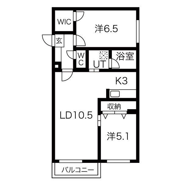 ノルテ円山(2LDK/3階)の間取り写真