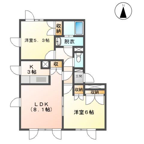 メゾン・アシューレ(2LDK/1階)の間取り写真