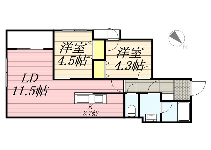 カサトレスⅧ(2LDK/4階)の間取り写真