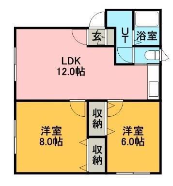 シティーハイム北ノ沢(2LDK/1階)の間取り写真