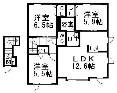 パルモ福井(3LDK/2階)の間取り写真