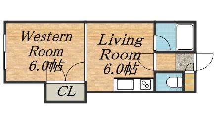 ハーベスト20(1DK/4階)の間取り写真