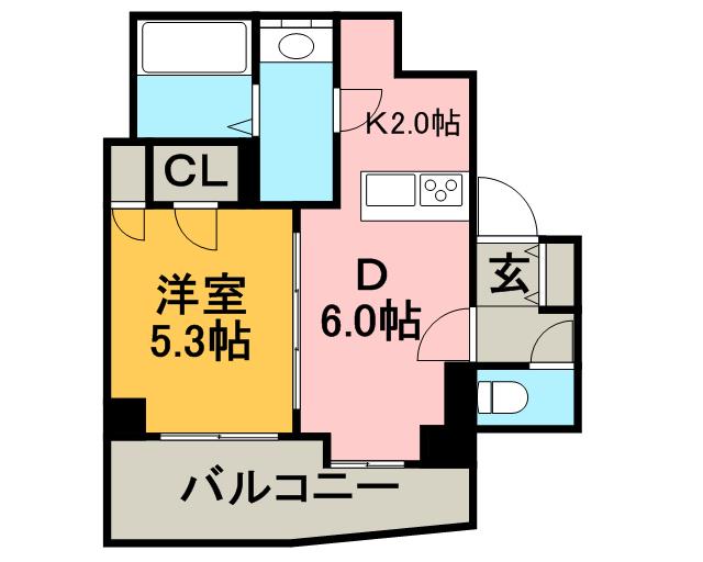 ステージ大通(1DK/5階)の間取り写真
