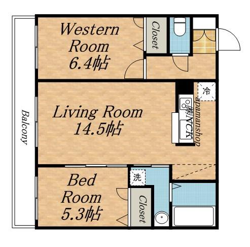 RITZ GRANDE手稲駅前(2LDK/4階)の間取り写真