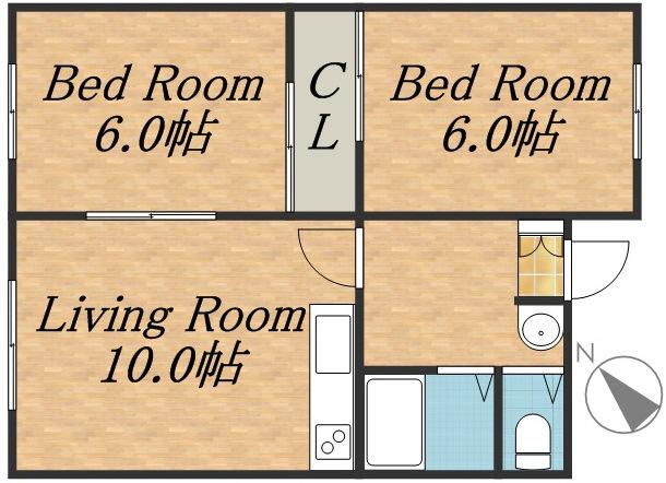 ことぶきマンションB棟(2LDK/1階)の間取り写真