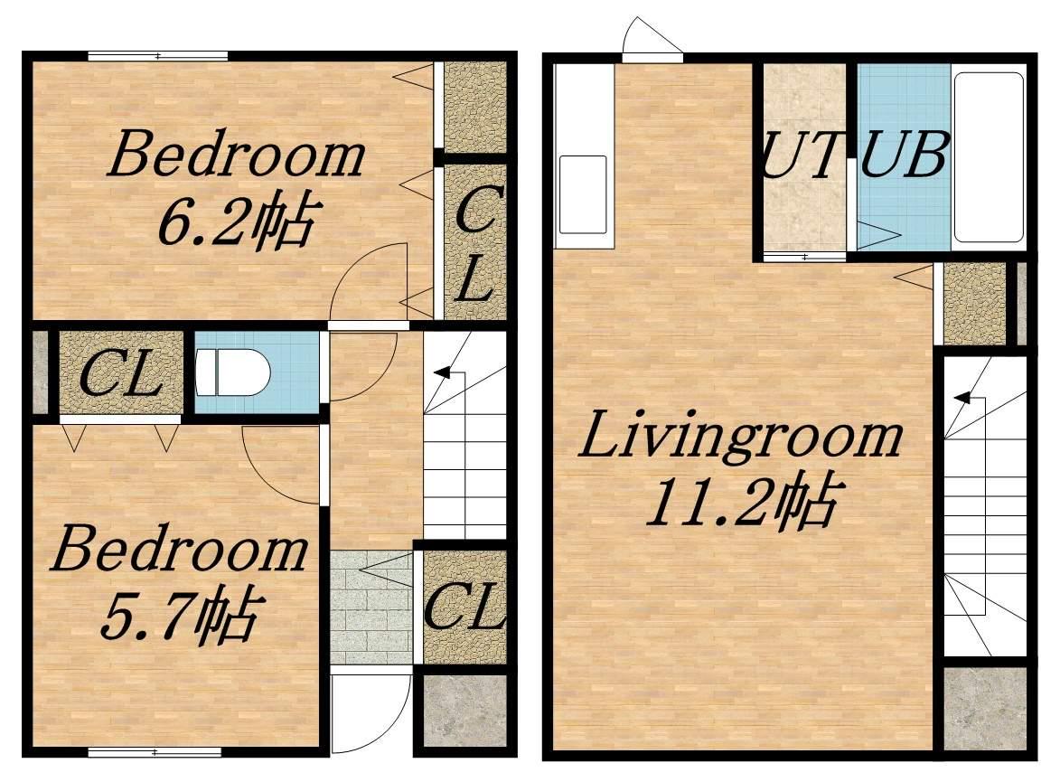 ラヴィーヌ CDE(2LDK/1階)の間取り写真