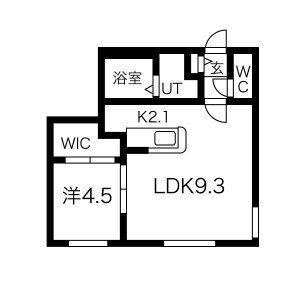 リヒトラーレ円山(1LDK/4階)の間取り写真
