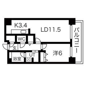 Dグラフォート札幌ステーションタワー(1LDK/28階)の間取り写真