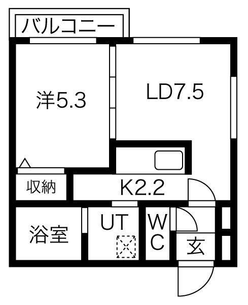LUMIERE琴似(1LDK/2階)の間取り写真