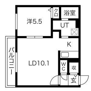 ラ・メール(1LDK/4階)の間取り写真