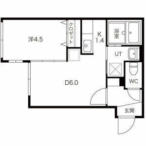 エレンディル(1DK/4階)の間取り写真