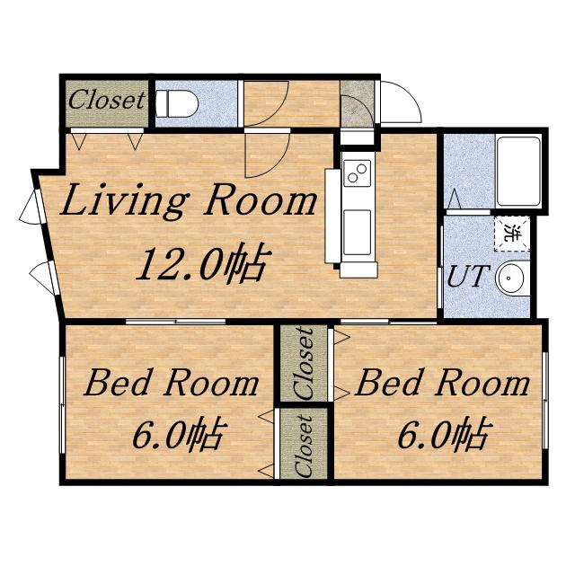 インペリアルコート発寒(2LDK/2階)の間取り写真