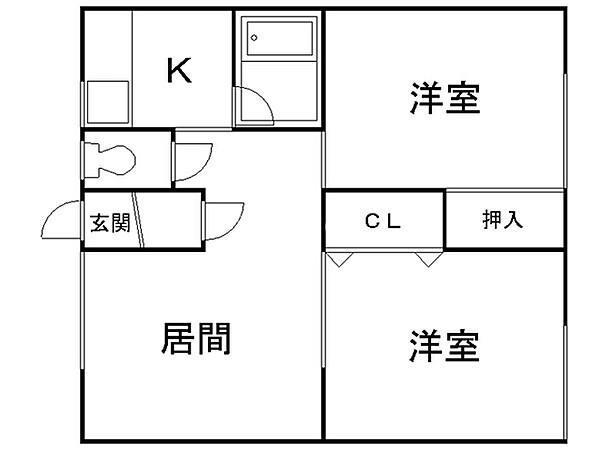 コーポ田村(2LDK/1階)の間取り写真