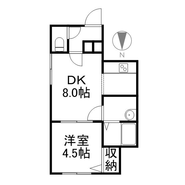 ウイングコート札幌Ⅱ(1DK/3階)の間取り写真