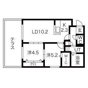 MONOZ(2LDK/1階)の間取り写真
