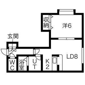 マイルーム二十四軒(1LDK/2階)の間取り写真
