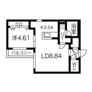 HARMONIA(1LDK/3階)の間取り写真