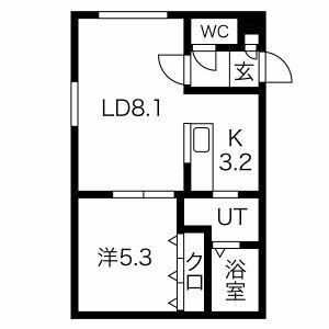 プレシャスハイム発寒南(1LDK/3階)の間取り写真