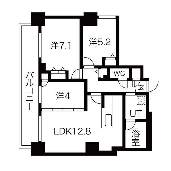 ラ・クラッセ札幌シティヴェール(3LDK/7階)の間取り写真
