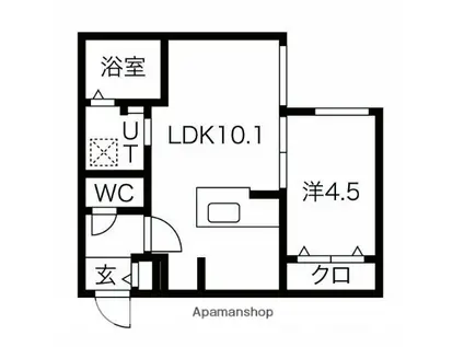 ブランシャール医大前(1LDK/1階)の間取り写真