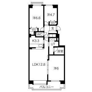 東急ドエル アルス北大通(3LDK/1階)の間取り写真