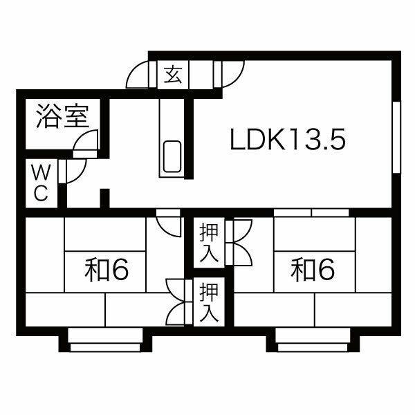 プラザイン川沿(2LDK/2階)の間取り写真