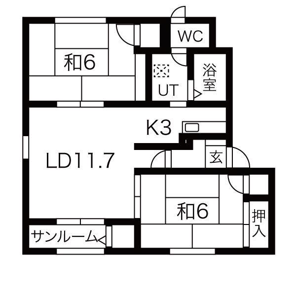 メイユール澄川N(2LDK/2階)の間取り写真