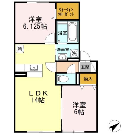 ルナメゾンⅡ(2LDK/2階)の間取り写真