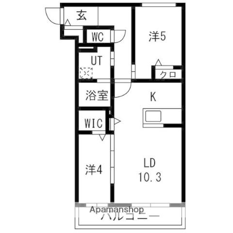NCウイング中央(2LDK/4階)の間取り写真