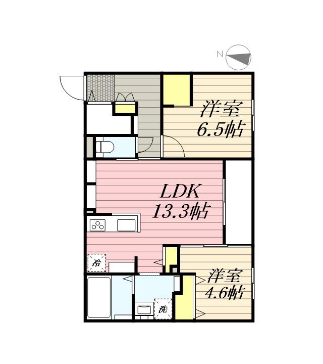 エフュート北円山(2LDK/3階)の間取り写真
