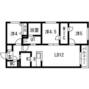 LIEN発寒(3LDK/1階)の間取り写真