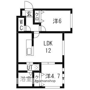 KKルミナス(2LDK/1階)の間取り写真